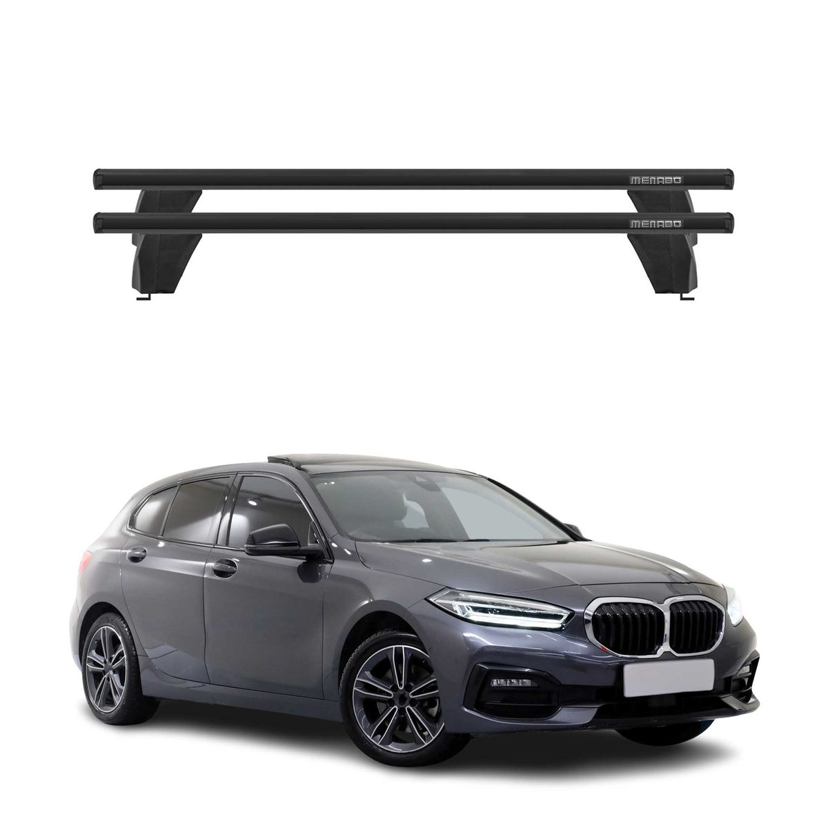 Menabo Dachträger Grundtäger für BMW 1er F40 2019-2024 75kg Alu Schwarz 2 tlg