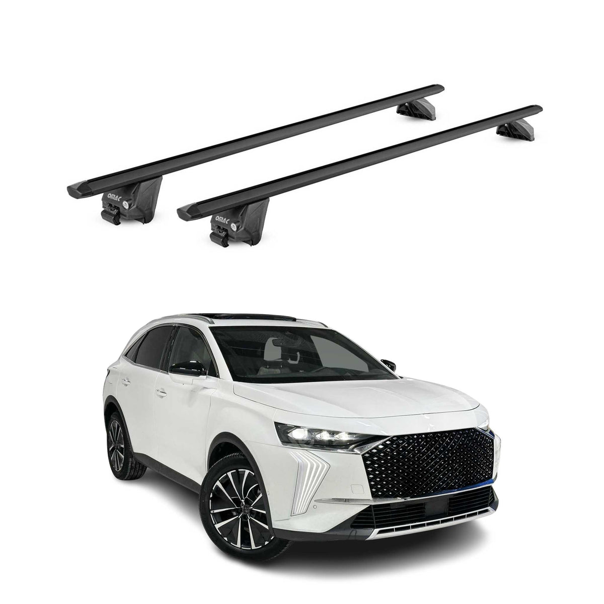 Dachträger Grundtäger für DS7 Crossback / DS 7 2017-2026 100kg Alu Schwarz 2 tlg