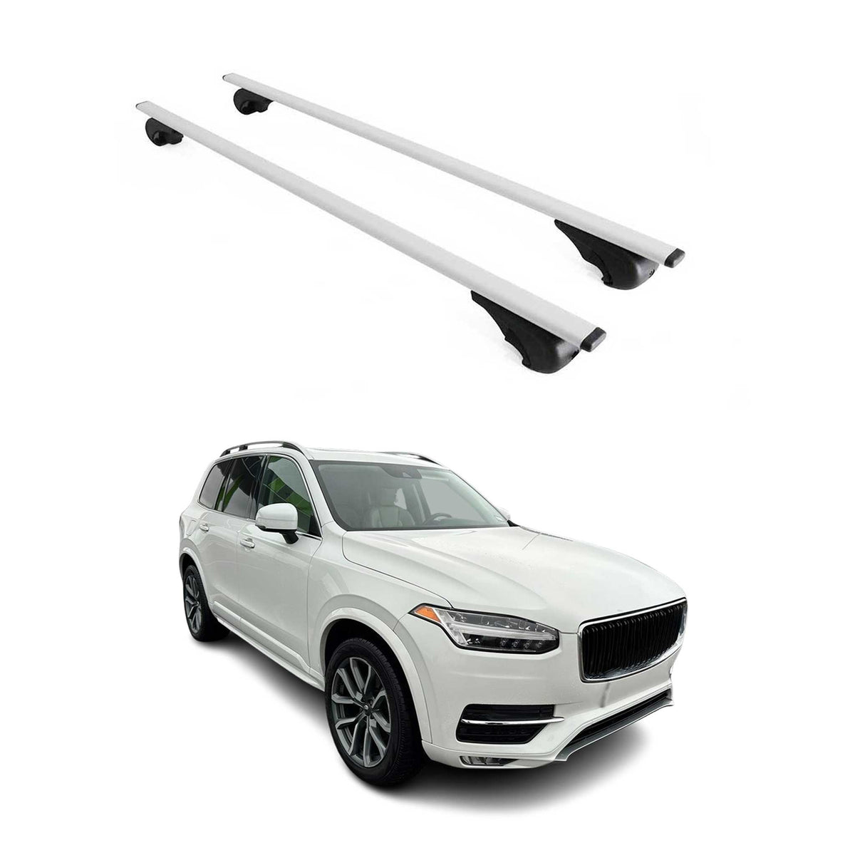 Dachträger Grundträger für Volvo XC90 2015-2019 75kg Stahl Silber 2 tlg