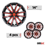 4x 14" Radkappen Radzierblenden Radblenden für VW für Audi für Skoda Schwarz Rot