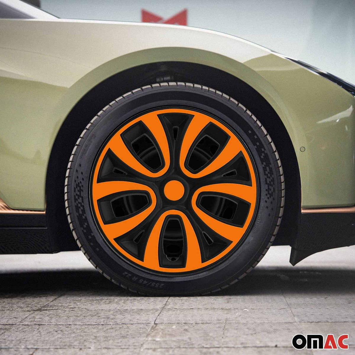 4x Radzierblende Radkappen für 14" Zoll Stahlfelgen Orange Matt Schwarz