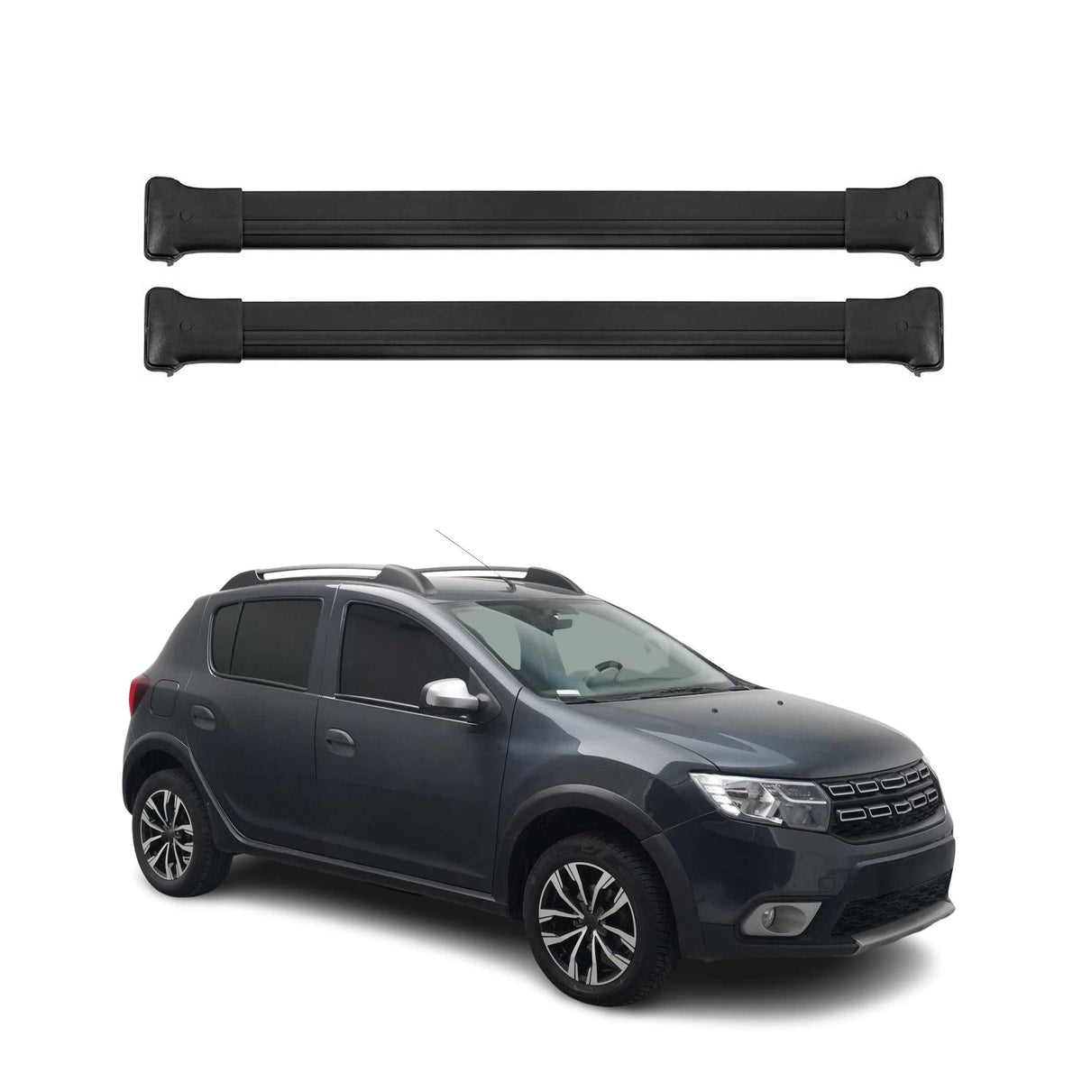 Dachträger Gepäckträger für Dacia Sandero Stepway II 2012-2020 Aluminium Schwarz