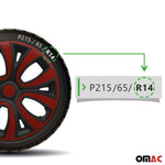4x Radzierblenden Radblenden Radkappen für 14" Zoll Stahlfelgen Rot Schwarz