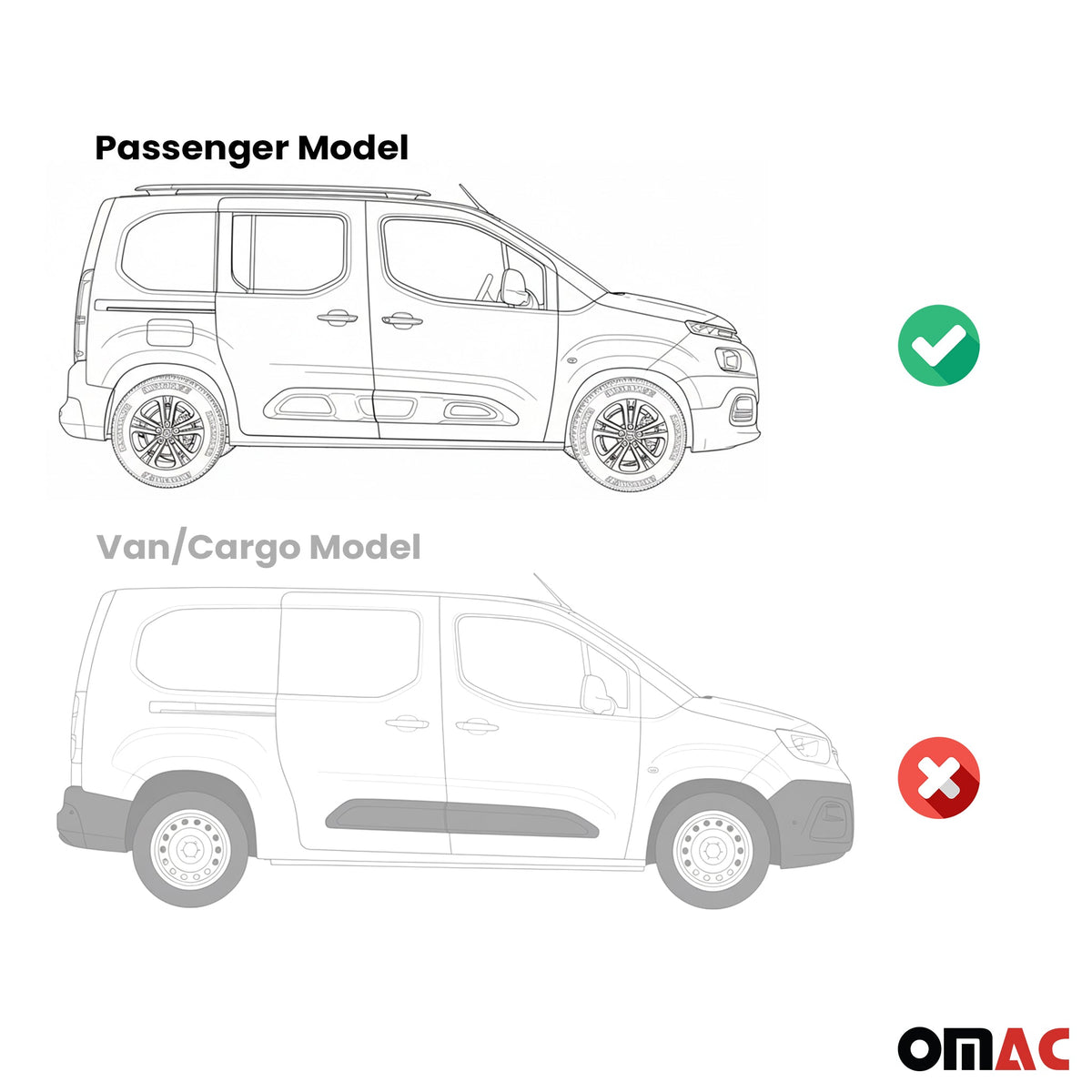 Trittbretter Seitenbretter für Citroen Berlingo 2018-26 Kombi L1 Kurzer Schwarz