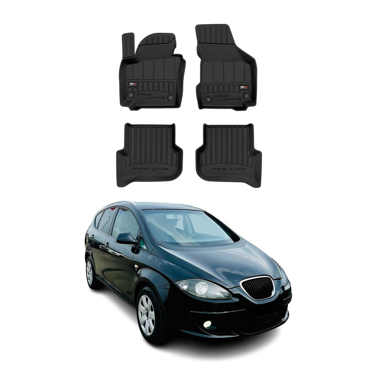 OMAC Gummi Fußmatten für Seat Altea 2004-2015 Premium TPE Automatten Schwarz 4x