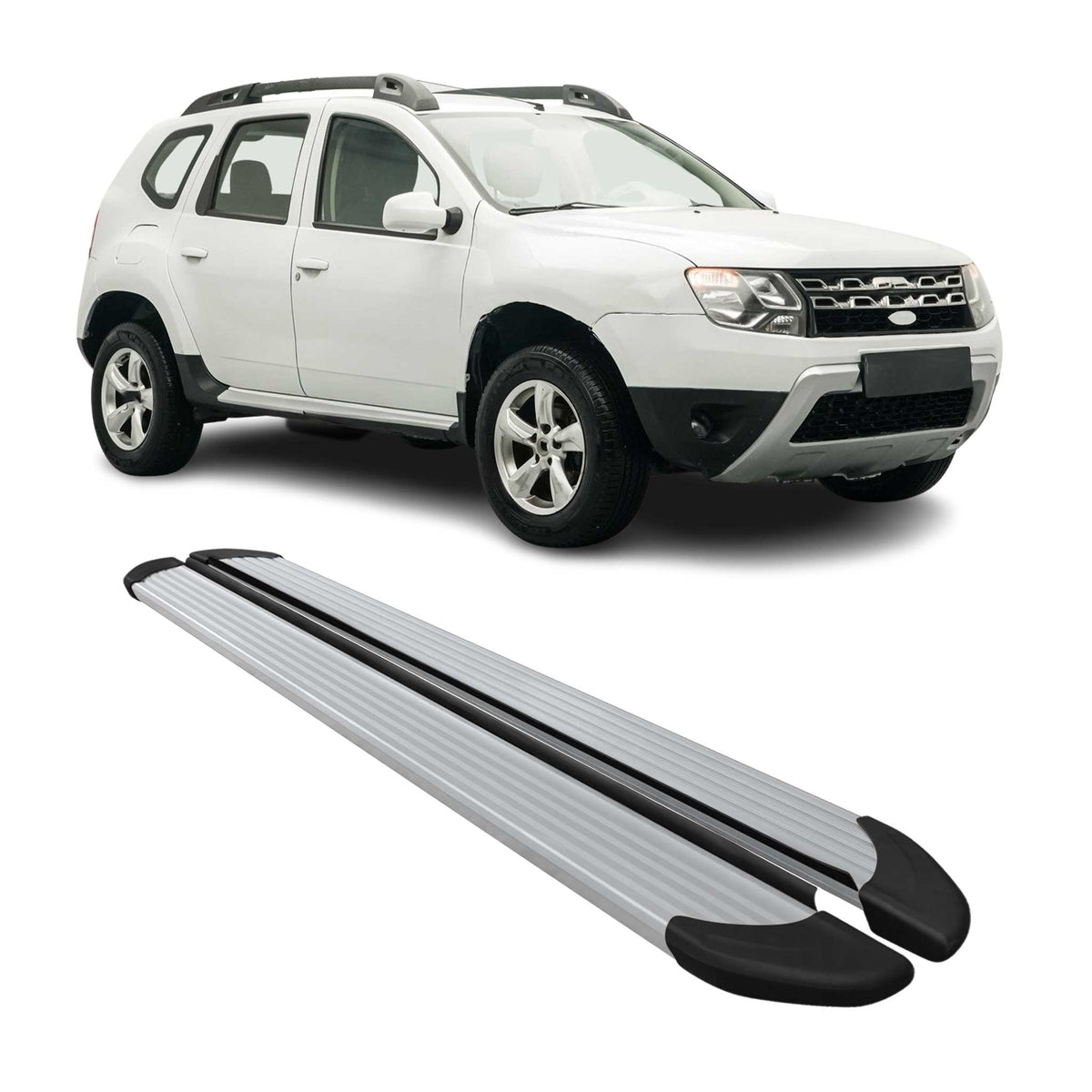 Seitenschweller Trittbretter Schweller für Dacia Duster 2010-2017 Aluminium Grau