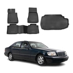Fußmatten & Kofferraumwanne Set für Mercedes S Klasse W220 1998-2005 TPE Schwarz