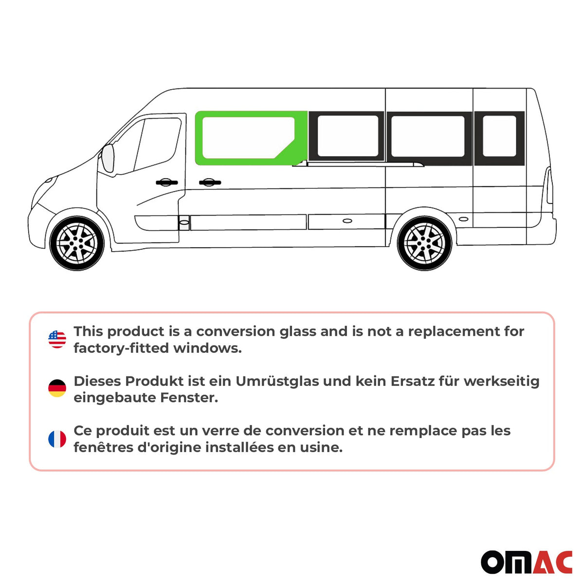 Seitenfenster Auto für Renault Master 2010-2024 Schiebetür Links L2 L3 L4 H2