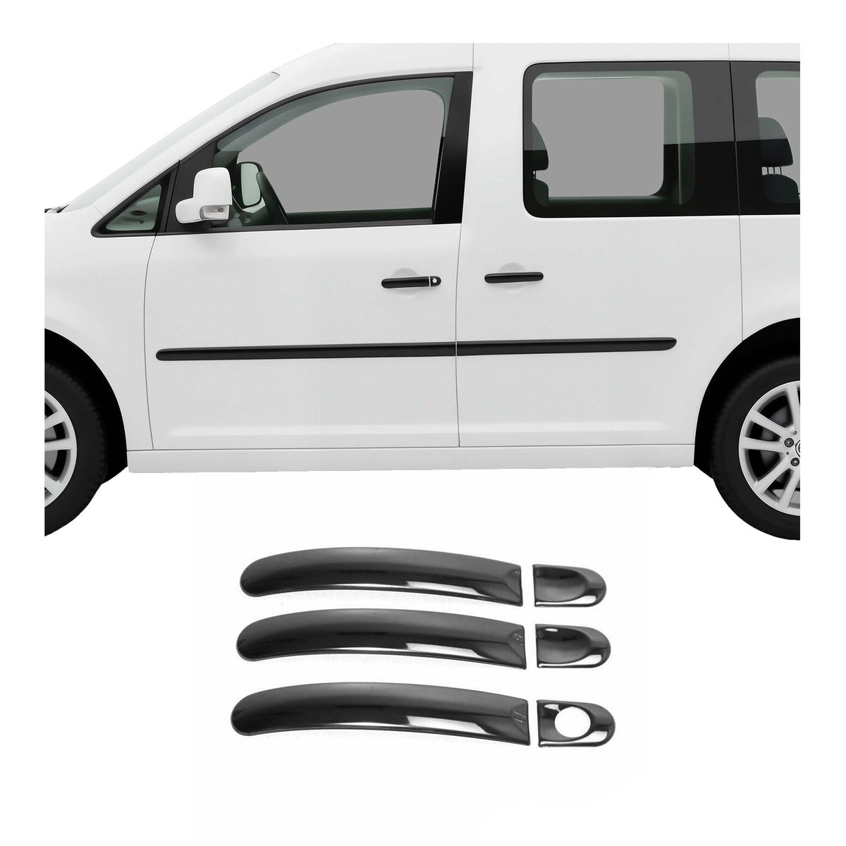 Türgriff Blende Türgriffkappen für VW Caddy IV 2015-2020 3-Tür Edelstahl Dunkel