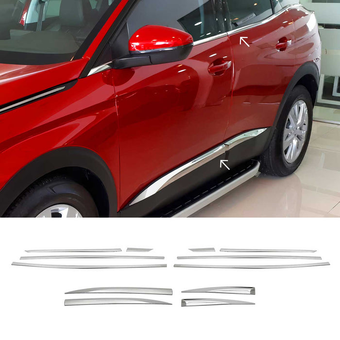 Seitentürleiste Fensterleisten für Peugeot 3008 II Active 2016-2023 Chrom Satz