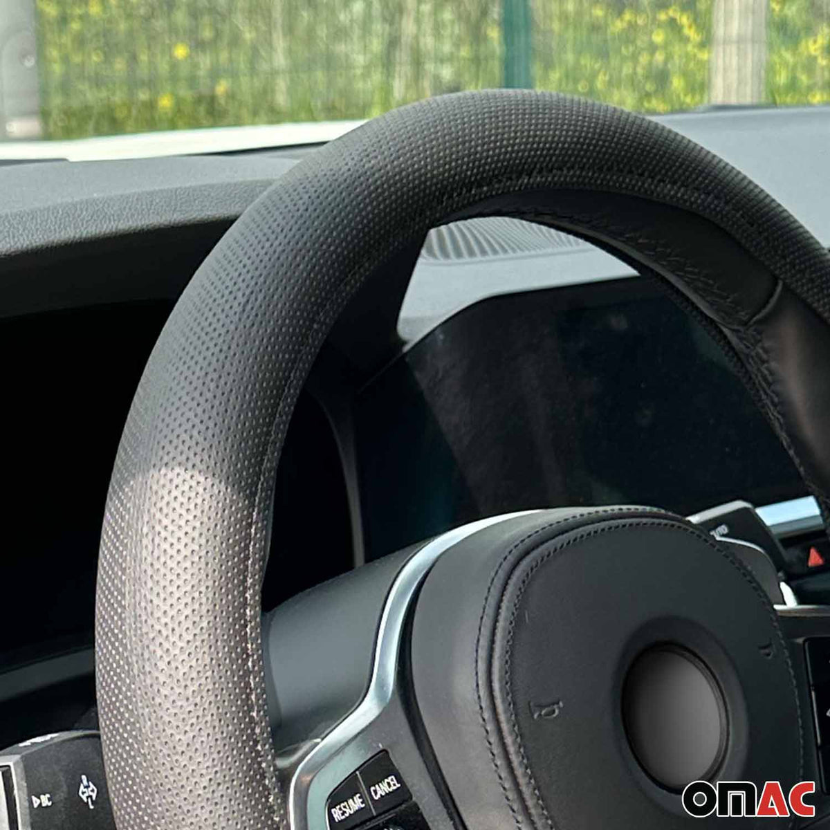 Lenkradbezug Lenkradschoner Lenkrad abdeckung Schwarz Gepunktet Ø 38-40 cm