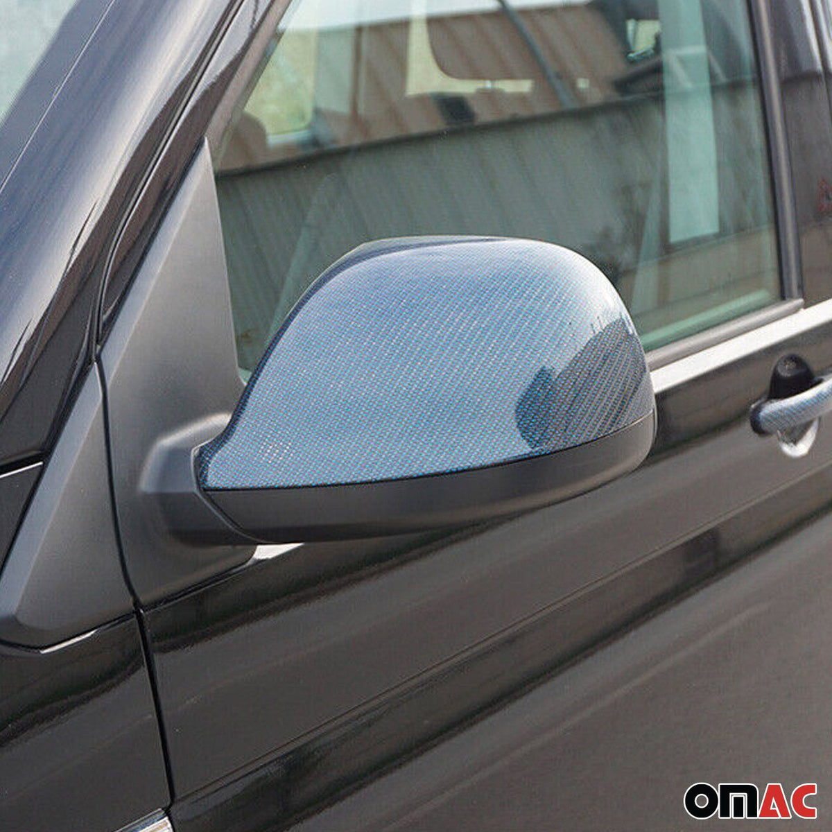 Spiegelkappen Spiegelabdeckung für VW Transporter T5 2009-2015 Echt Carbon Blau