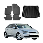 Fußmatten & Kofferraumwanne Set für Citroen C4 Schrägheck 2004-2010 Gummi 5x