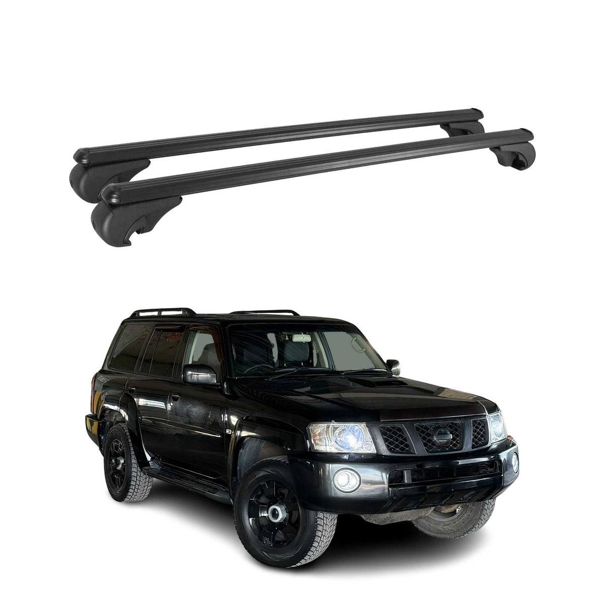 Dachträger für Nissan Patrol GR Y61 1997-2013 Gepäckträger Aluminium Schwarz 2x
