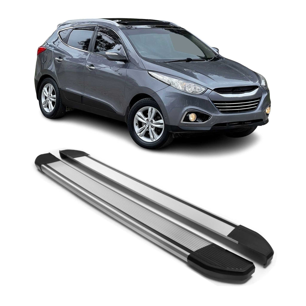 Aluminium Seitenschweller Trittbretter für Hyundai ix35 2010-2015 Silber 2tlg