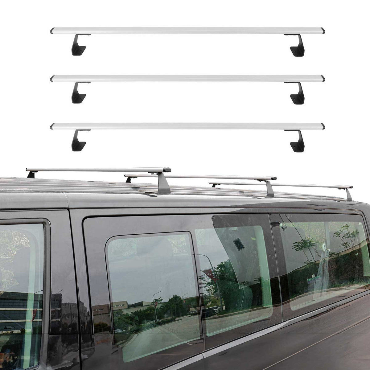 Dachträger für VW T5 T6 Transporter Multivan Caravelle 2003-2024 Stahl Silber 3x