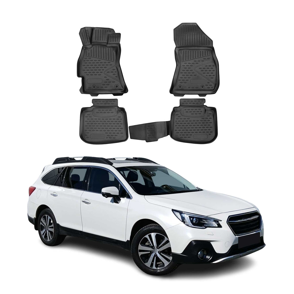 Fußmatten für Subaru Outback 2015-2019 3D Passform Hoher Rand Gummi Schwarz TPE