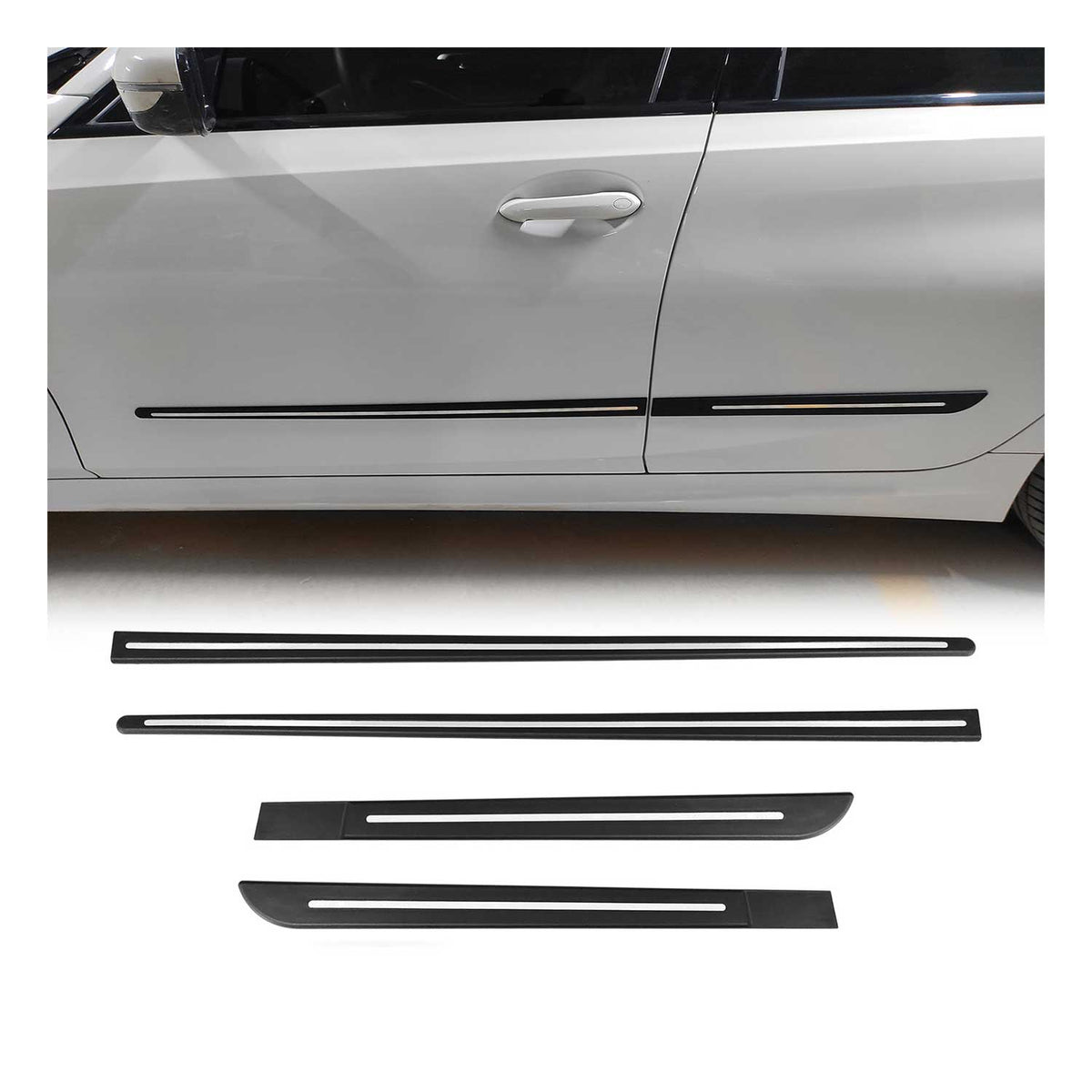 Seitentürleiste Türleisten Türschutzleisten für Hyundai i20 ABS Chrom Schwarz 4x