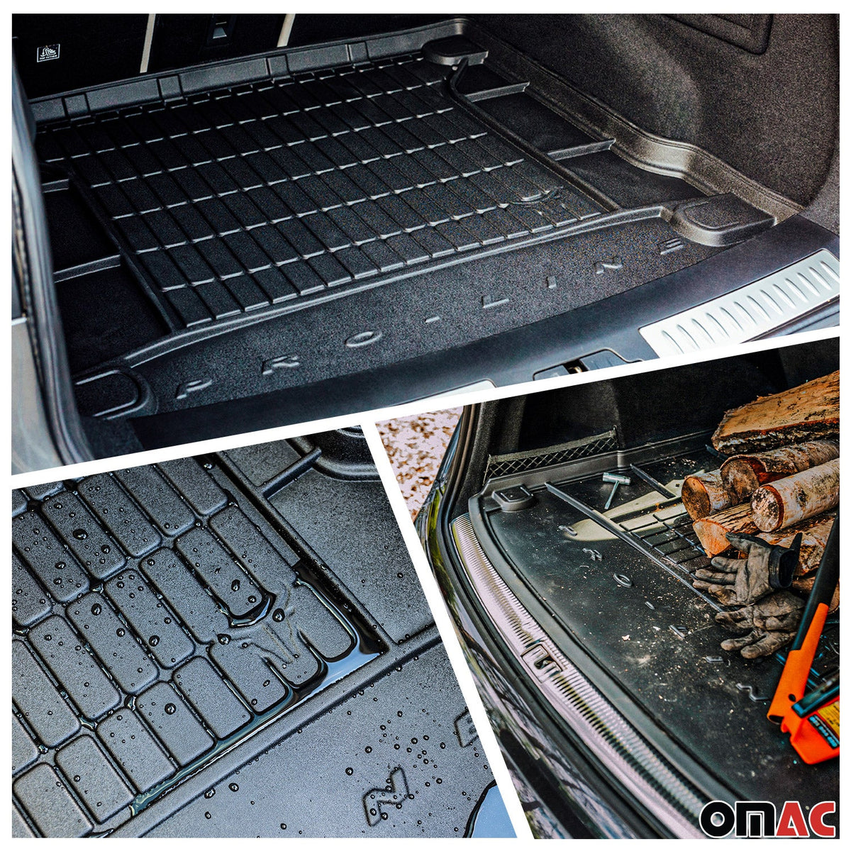 OMAC Fußmatten & Kofferraumwanne Set für VW Passat B8 2014-2019 Gummi Schwarz 5x