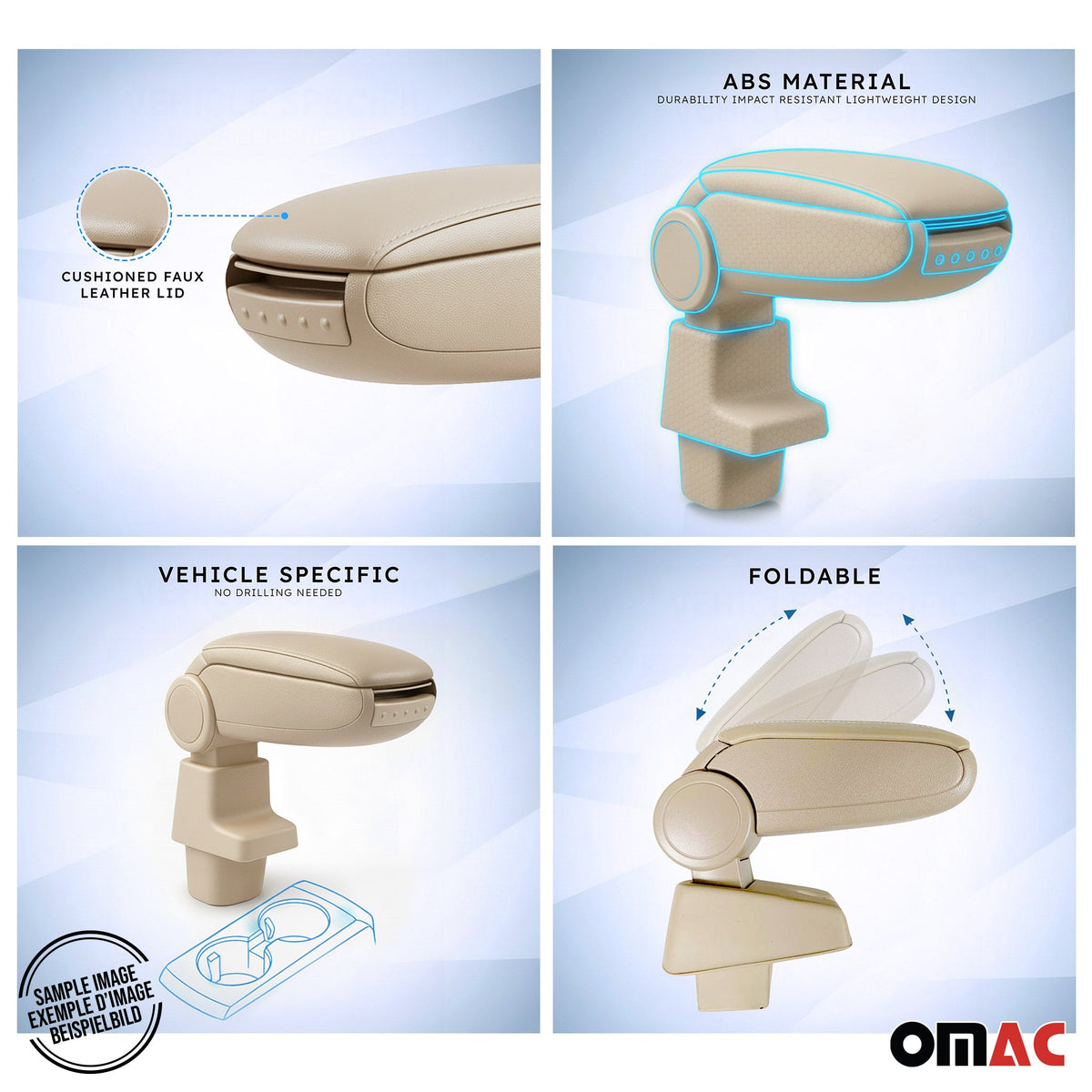 Mittelarmlehne Armlehne für Renault Megane 2008-2015 PU-Leder ABS Beige