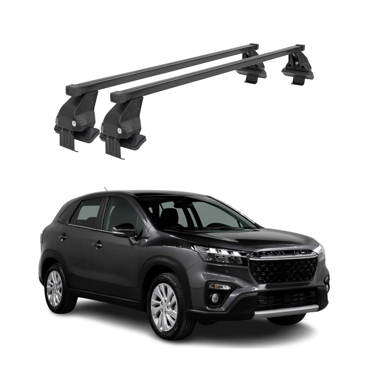 Menabo Dachträger für Suzuki SX4 S-Cross mk2 2016-2021 FL 50kg Stahl Schwarz 2x