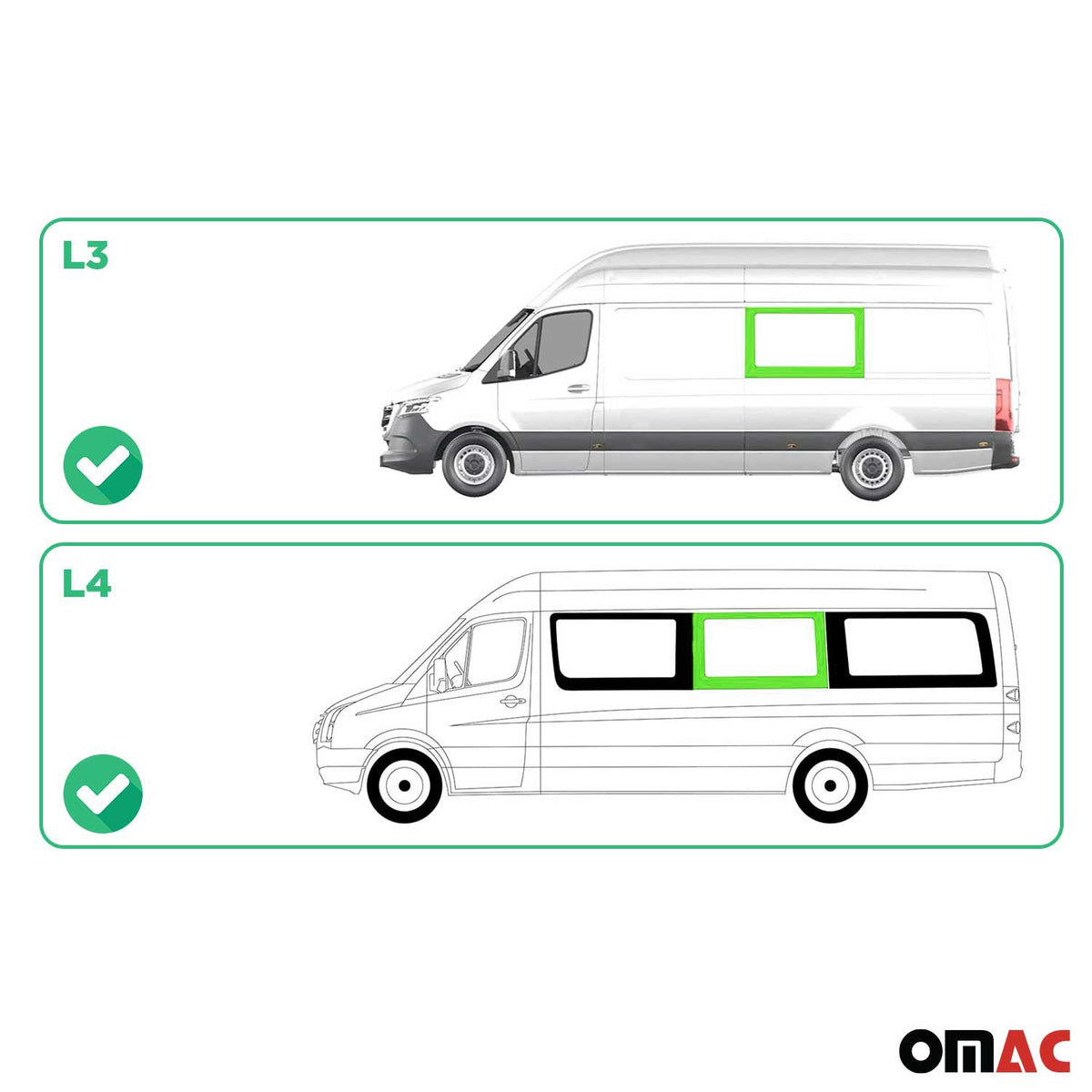 Seitenfenster für VW Crafter 2006-2017 Links Mittel Sicherheitsglas L3 L4