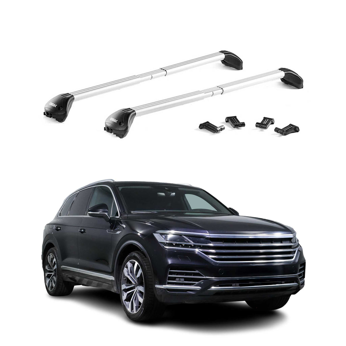 Dachträger Grundtäger für VW Touareg III 2018-2024 Pre-FL Aluminium Silber 2tlg