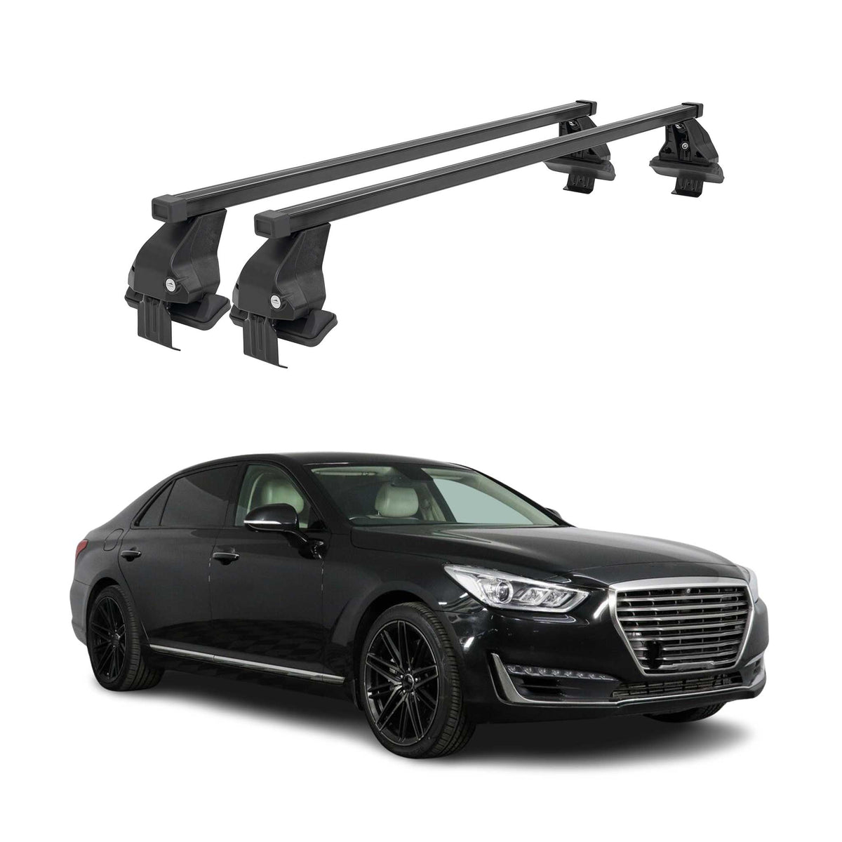 Menabo Dachträger Grundtäger für Genesis G90 2016-2019 50kg Stahl Schwarz 2 tlg