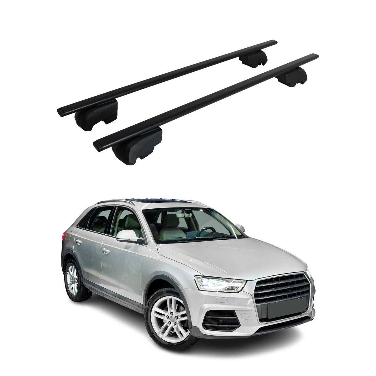 Dachträger Grundträger für Audi Q3 mk1 2011-2018 75kg Stahl Schwarz 2 tlg