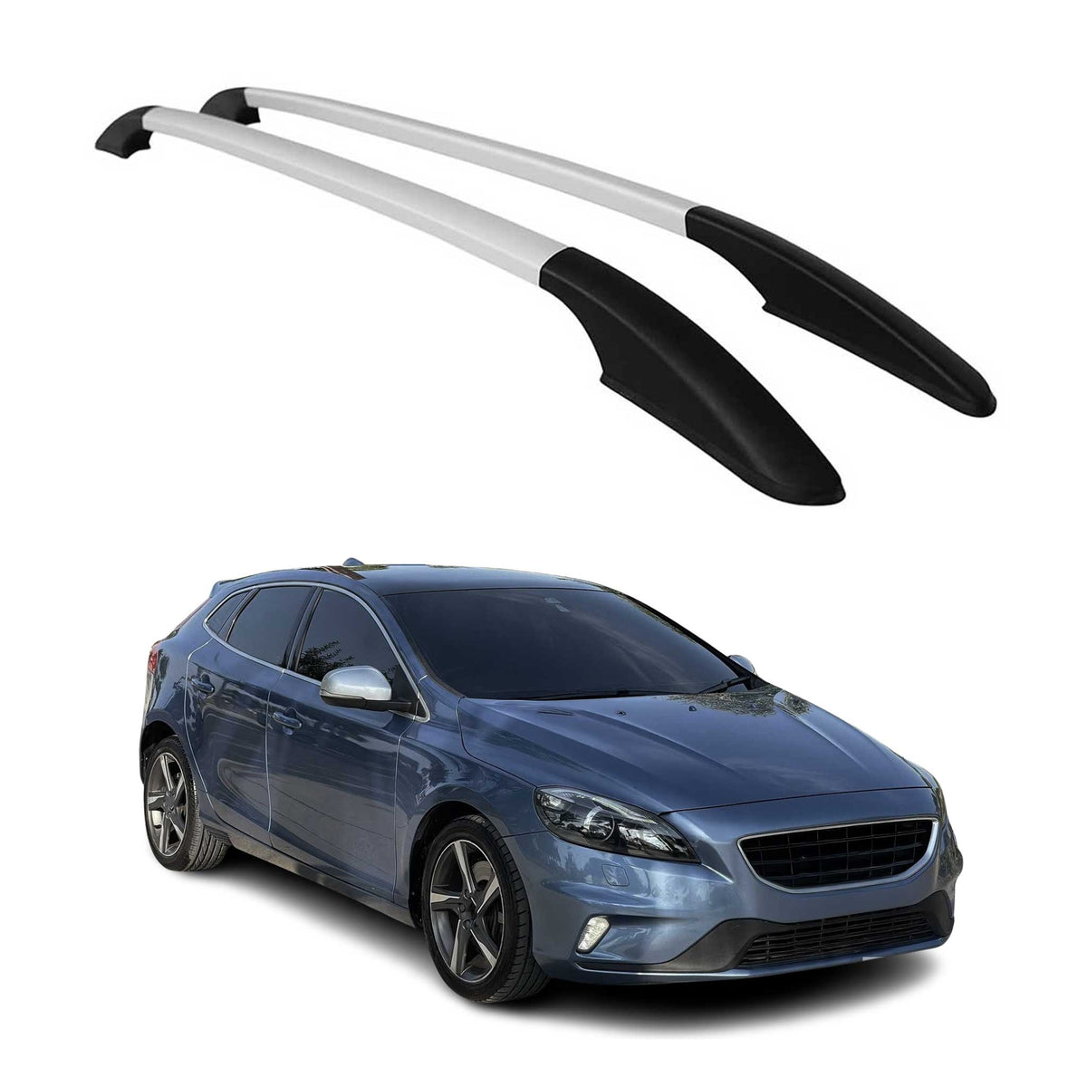 Aluminium Dachreling Relingträger für Volvo V40 2012-2019 Silber 2x