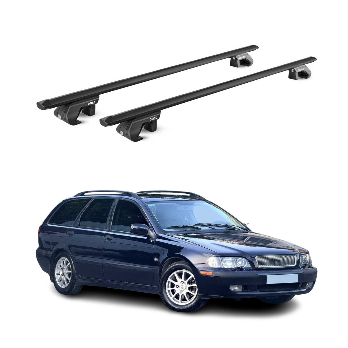 Dachträger Grundtäger für Volvo V40 V50 1995-2012 90kg Alu Schwarz 2 tlg ABE