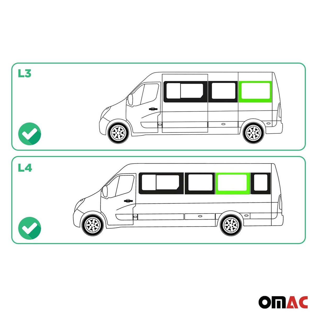 Seitenfenster Auto für Renault Master 2010-2024 Links L3 Mittel L4 Mitte vorne