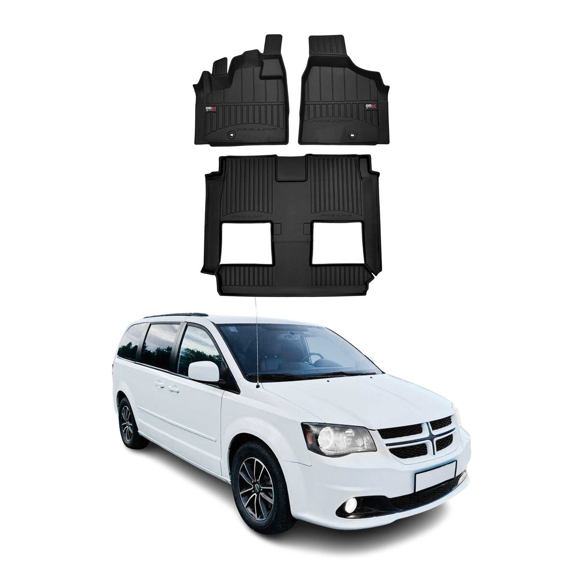 OMAC Gummi Fußmatten für Dodge Grand Caravan/Grand Voyager 08-20 Premium Schwarz