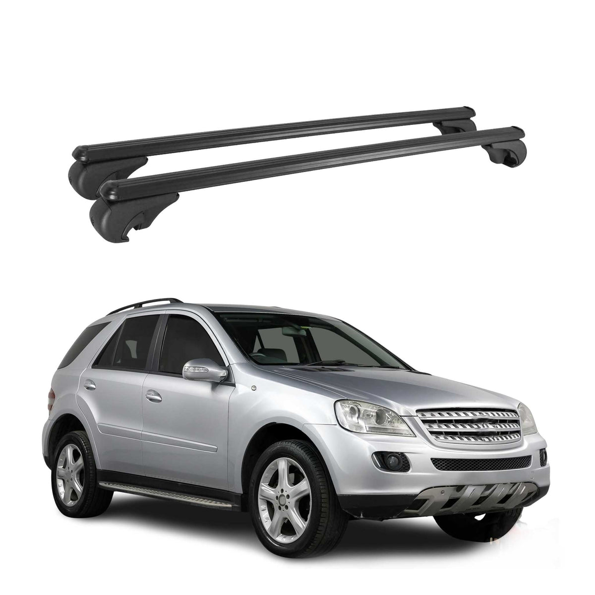 Dachträger Grundtäger für Mercedes ML Klasse W164 2005-2011 75kg Schwarz Alu 2x