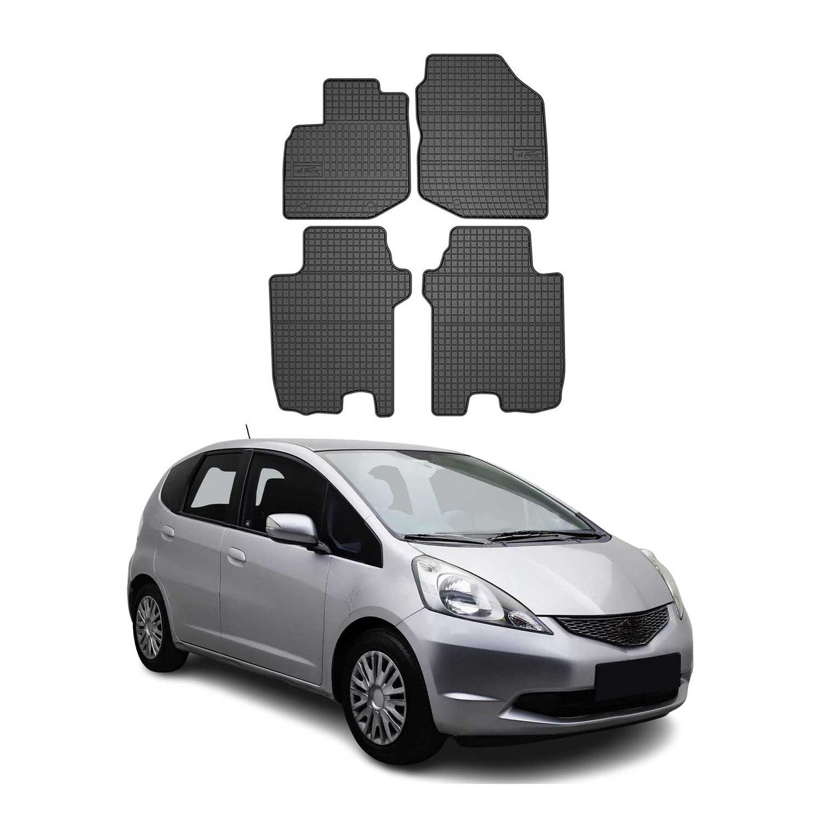 OMAC Gummi Fußmatten für Honda Jazz 2007-2014 Automatten Gummi Schwarz 4tlg