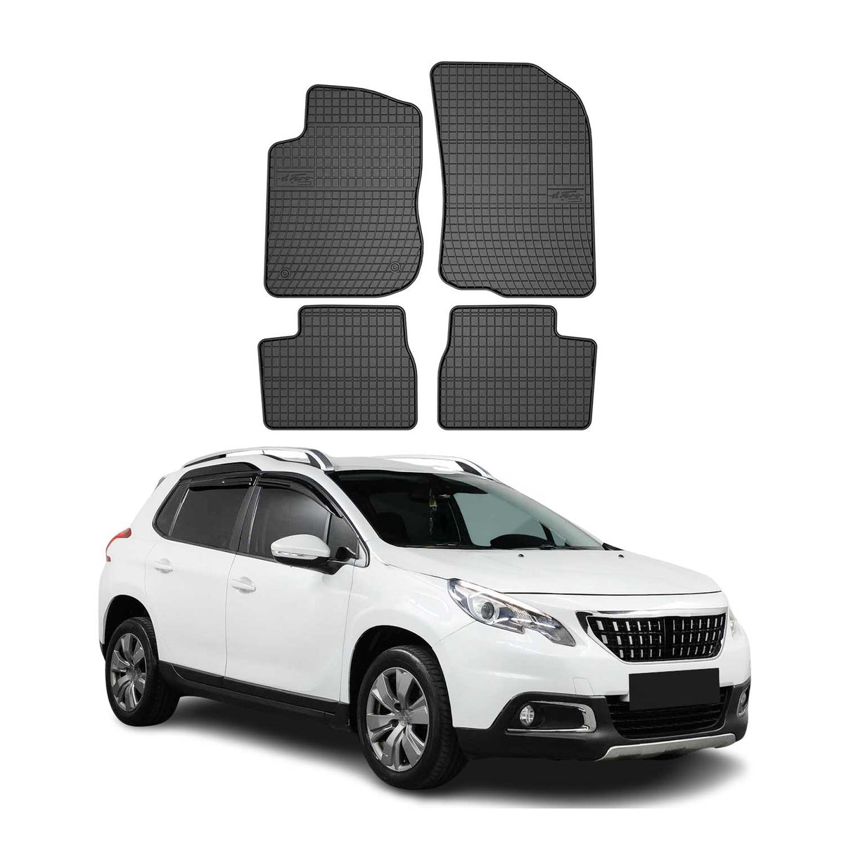 OMAC Gummi Fußmatten für Peugeot 2008 2013-2019 Automatten Gummi TPE Schwarz 4x