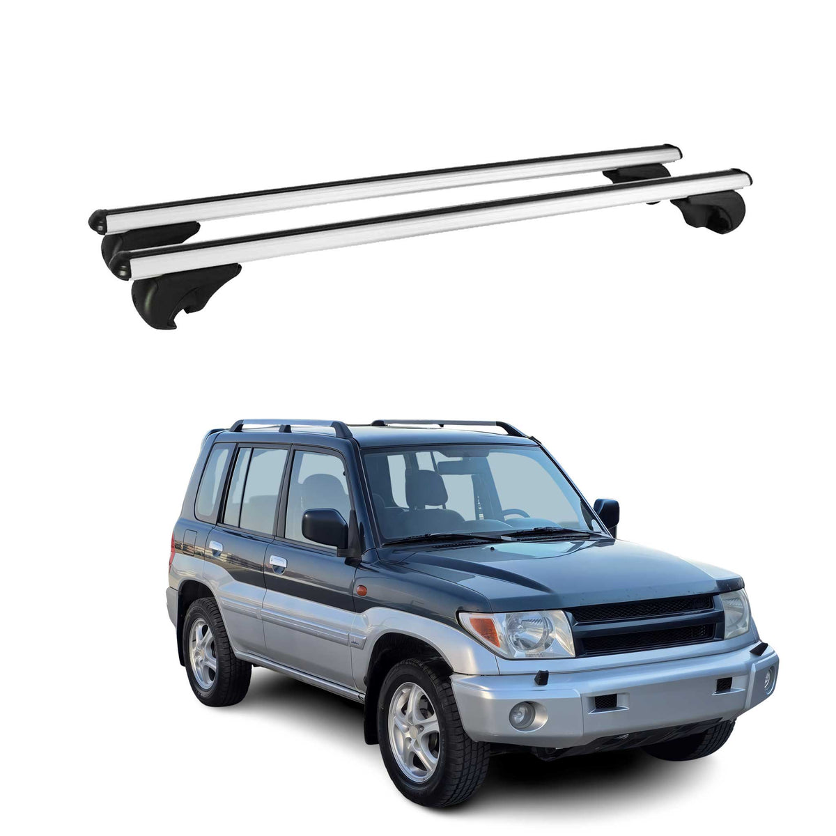 Dachträger Grundtäger für Mitsubishi Pajero Sport 1997-2008 75kg Alu Silber 2x