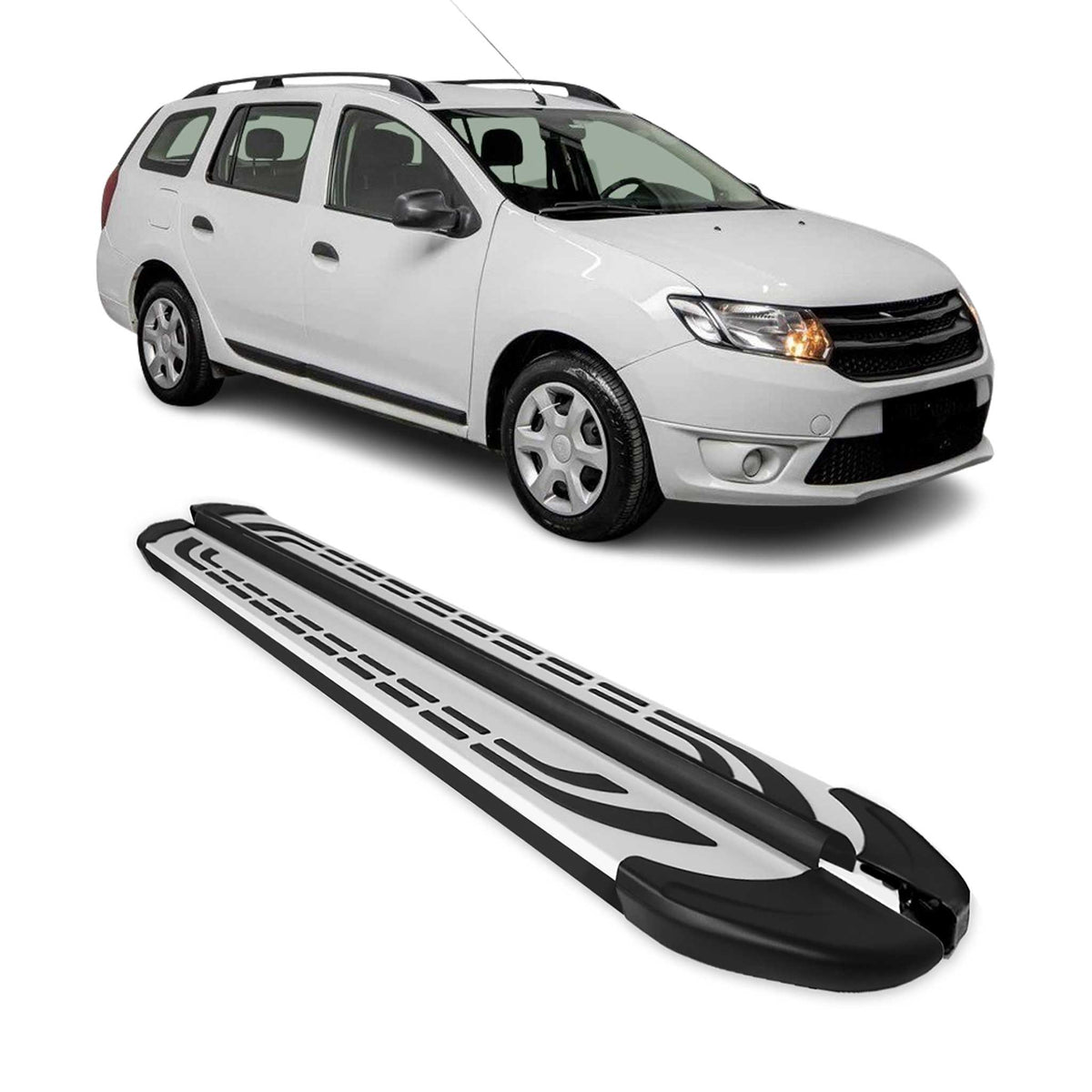 Trittbretter Schweller Seitenbretter für Dacia Logan MCV 2013-2020 Schwarz Alu