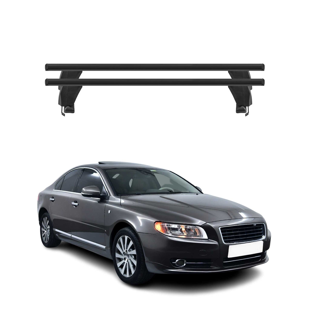 Menabo Dachträger Grundtäger für Volvo S80 2006-2016 50kg Alu Schwarz 2 tlg
