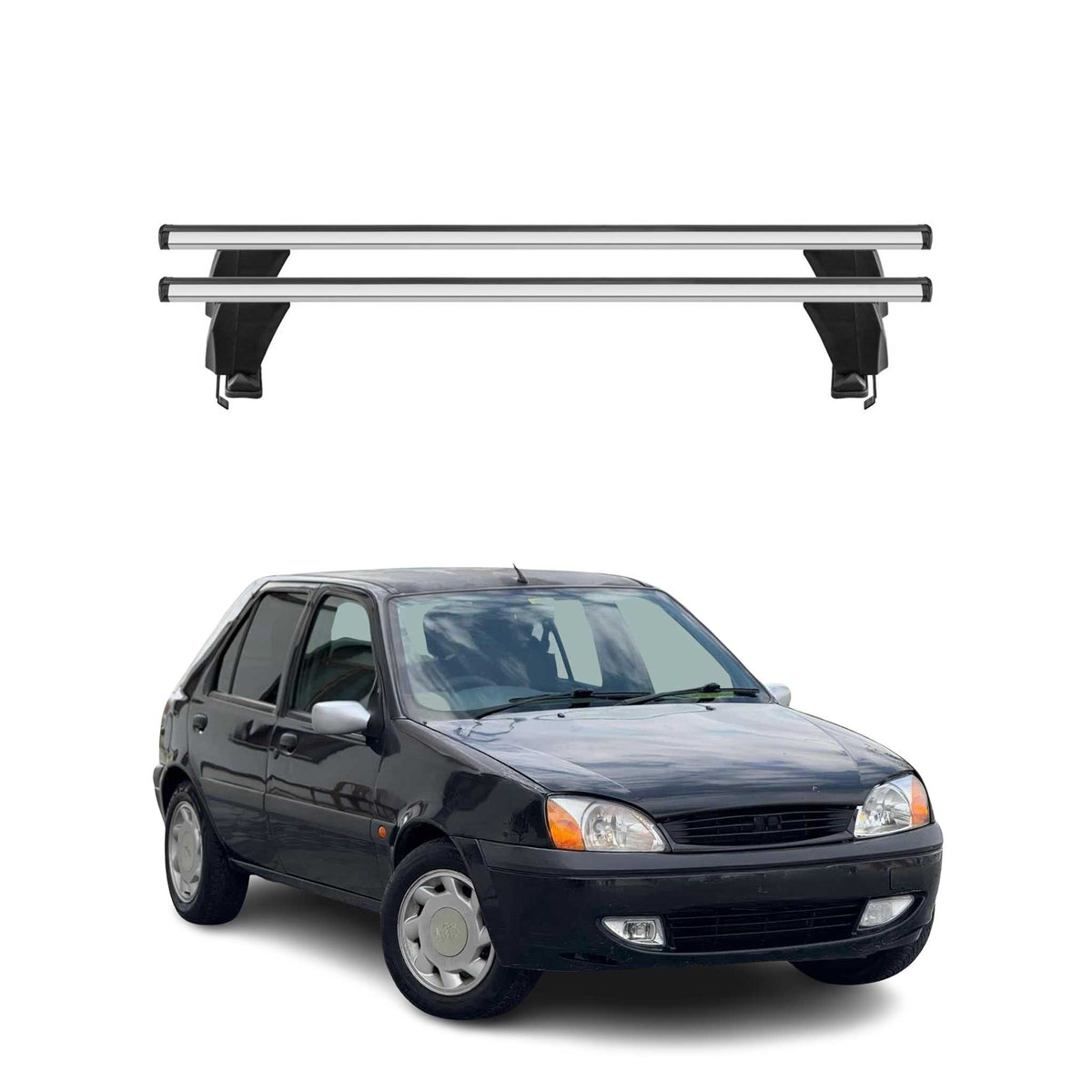 Menabo Dachträger Grundtäger für Ford Fiesta 1995-2002 50kg Alu Silber 2 tlg