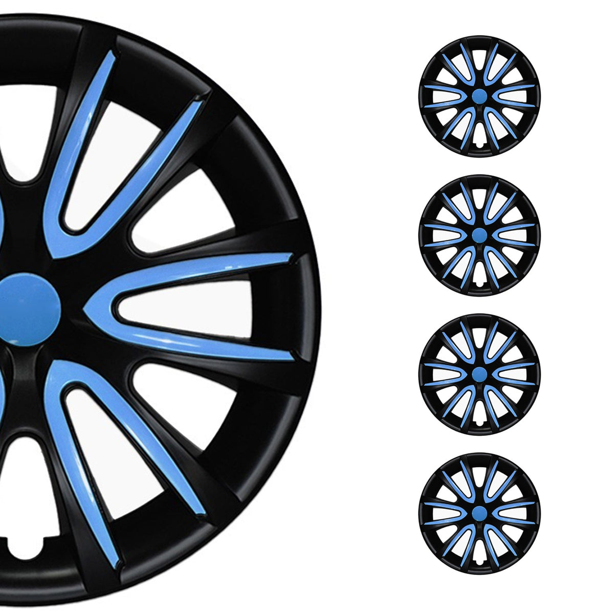 4x Radkappen Radzierblende Radblenden für 16" Zoll Stahlfelgen Matt Schwarz Blau