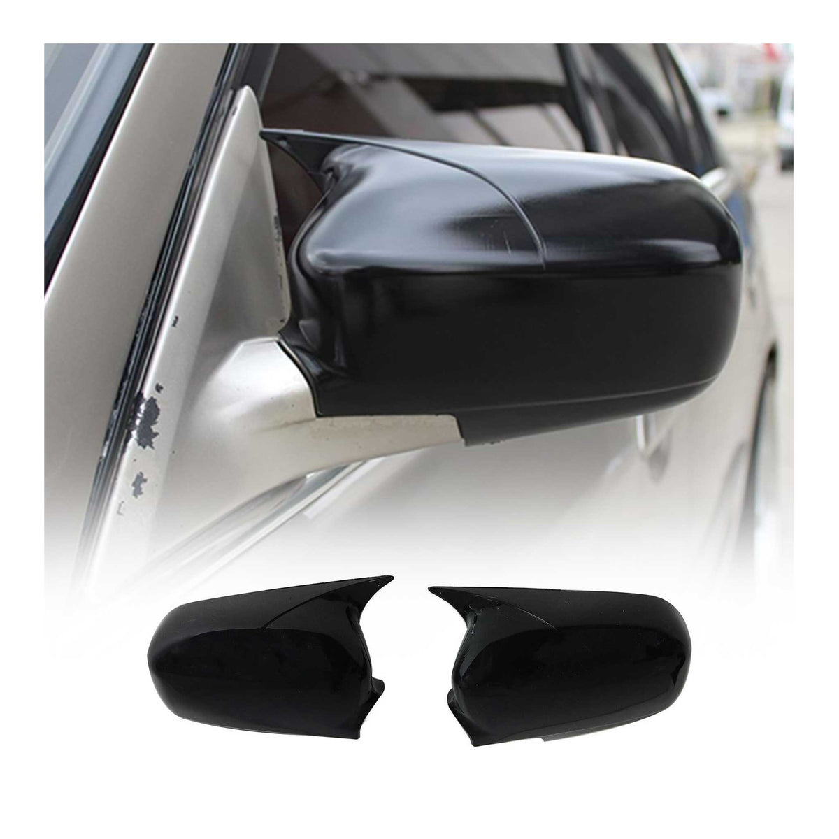 Spiegelkappen Spiegelabdeckung für Honda Civic 2002-2004 ABS Schwarz Glanz 2tlg