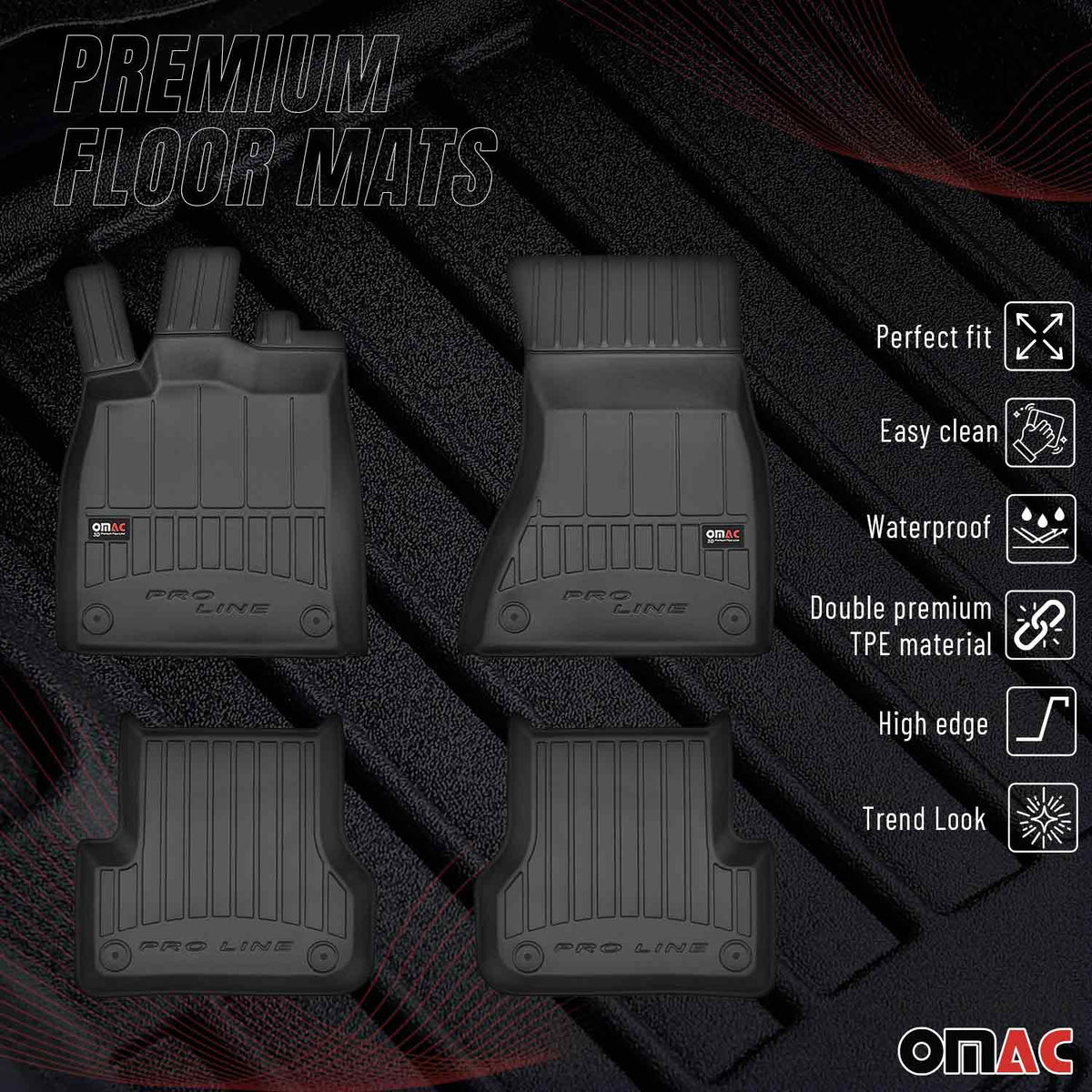 OMAC Gummi Fußmatten für Audi A6 Avant Kombi Limo 2010-2018 Premium TPE 4x