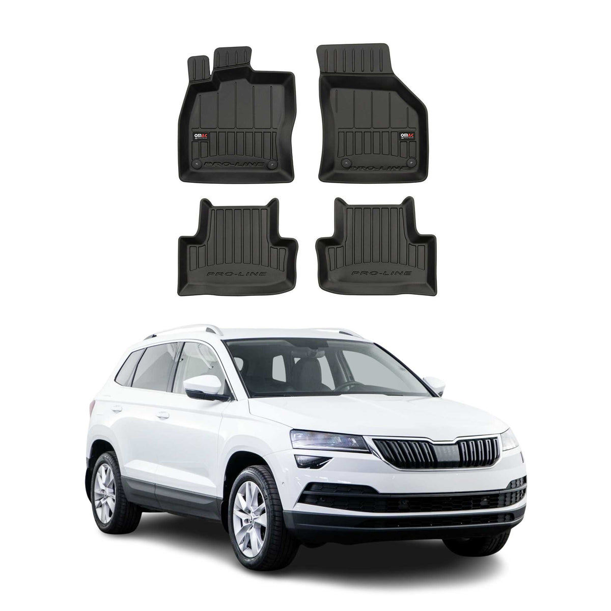 OMAC Gummi Fußmatten für Skoda Karoq 2017-2026 Premium TPE Automatten Schwarz 4x