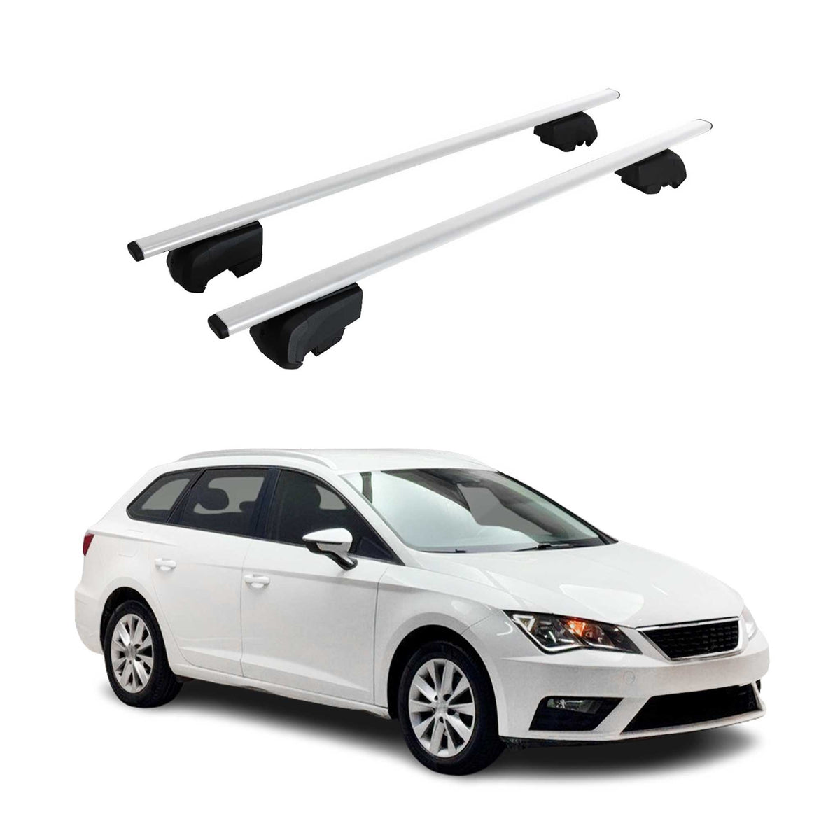 Dachträger Gepäckträger für Seat Leon 2014-2020 Grundträger ABE Stahl Silber