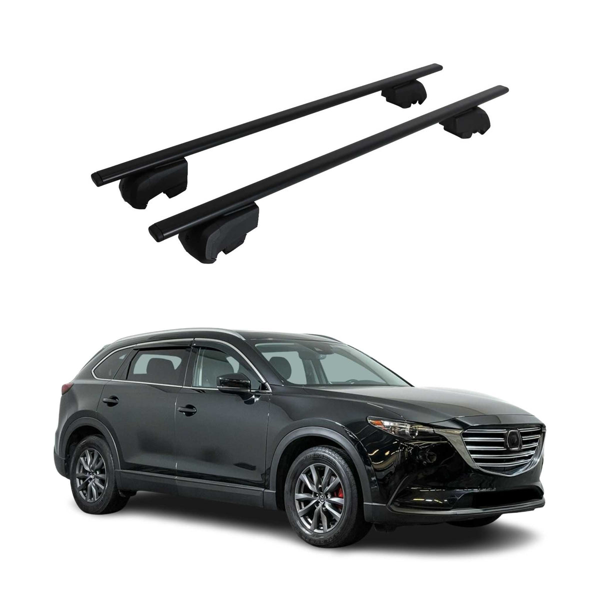 Dachträger Grundträger für Mazda CX-9 2016-2024 75kg Stahl Schwarz 2 tlg