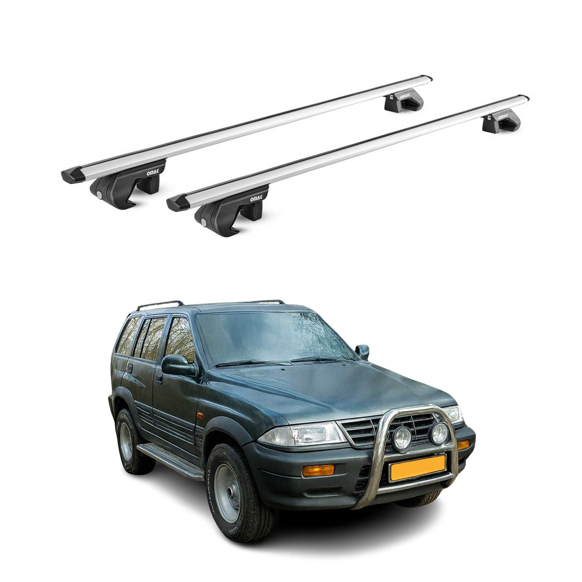 Dachträger Grundtäger für Ssangyong Musso 1993-2005 5 tür 90kg Alu Silber 2x ABE