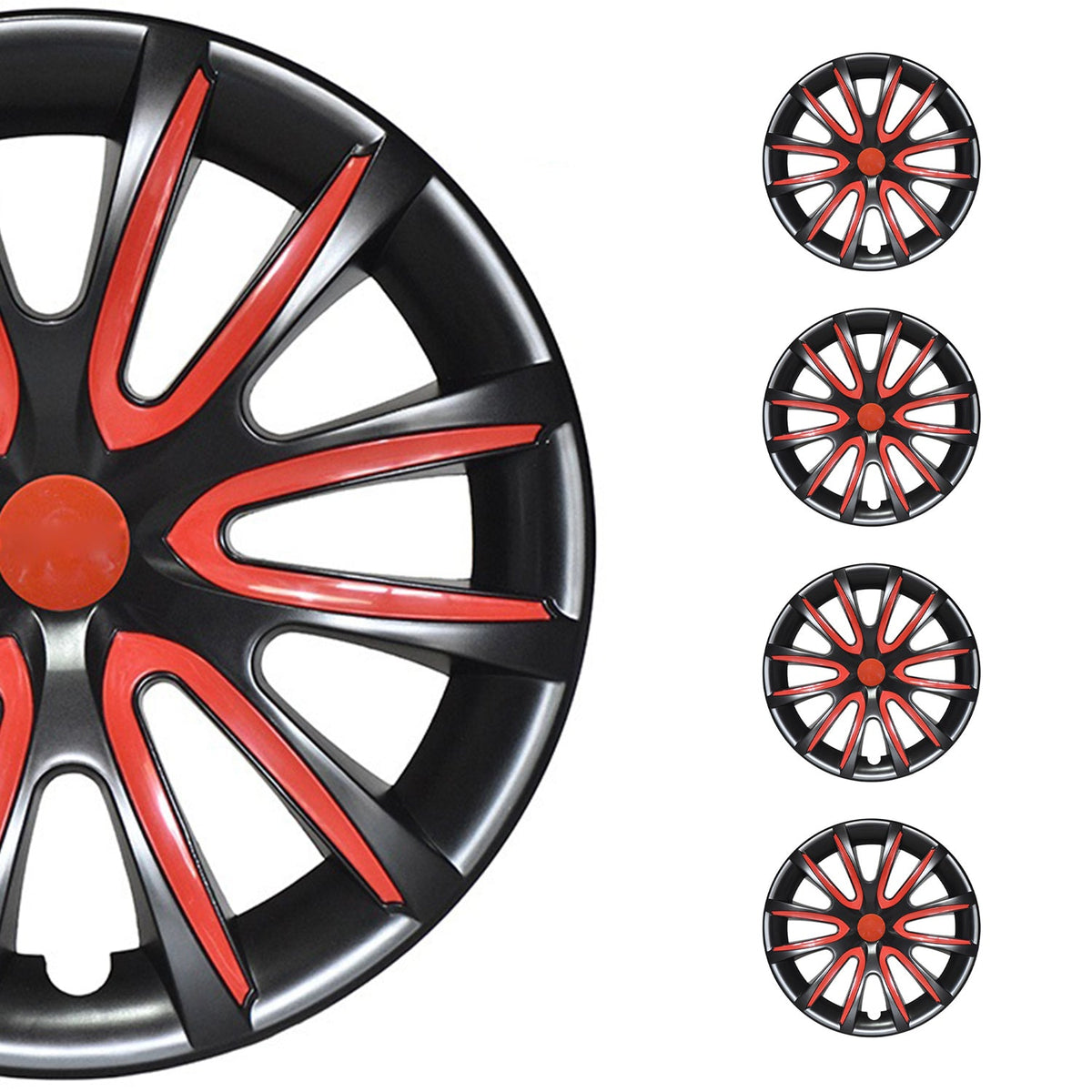4x 14" Radkappen Radzierblenden Radblenden für VW für Audi für Skoda Schwarz Rot
