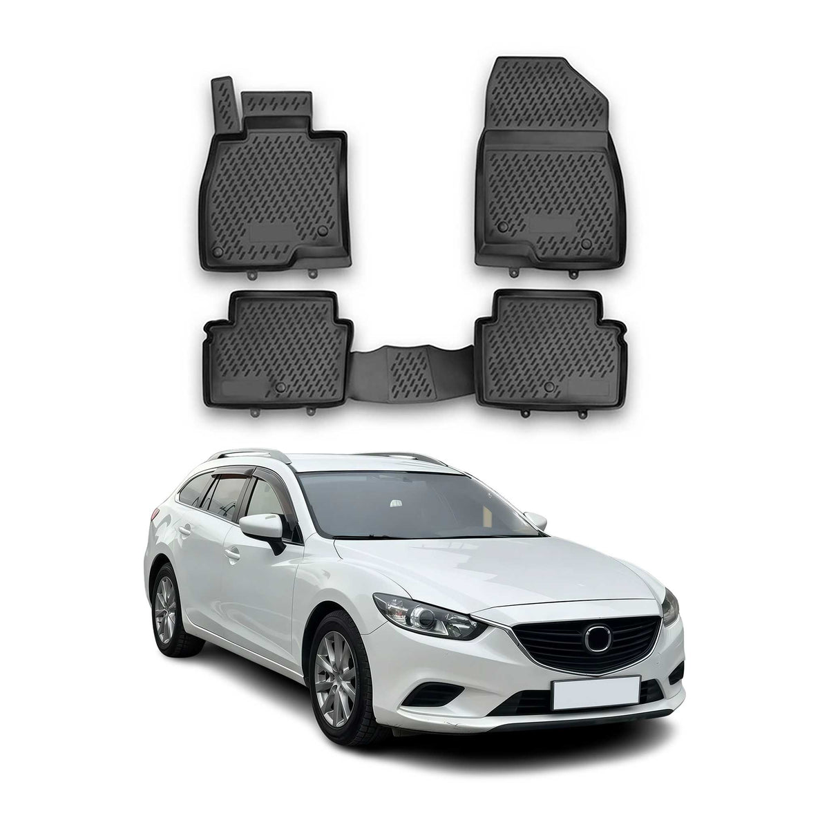 OMAC Gummimatten Fußmatten für Mazda 6 2012-2021 Wagon TPE Automatten Schwarz 4x