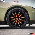 4x Radblenden Radkappen Radzierblenden für 14" Zoll Stahlfelgen Schwarz Orange